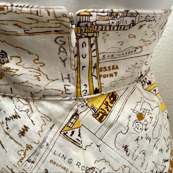 J.Crew Lighthouse Postcard Print Linen Halter Dress Sz 2 - Picture 9 of 12